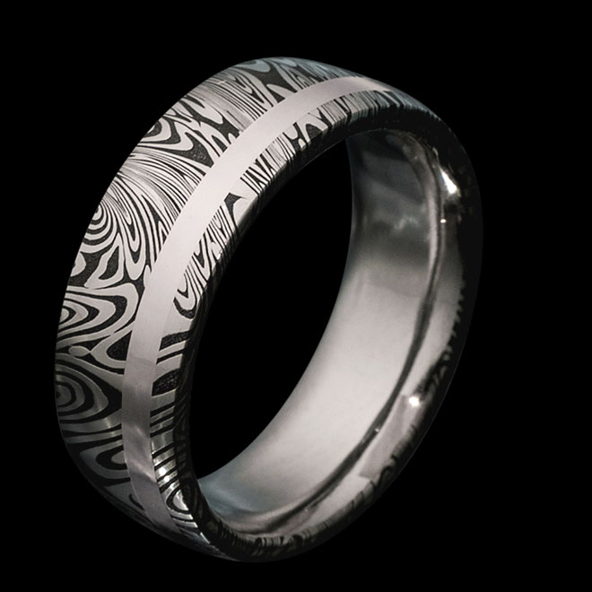 Damastringe Themis + Silver Inlay