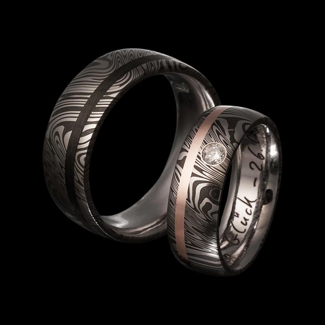 Trauringe Themis + Redgold Inlay + Diamond